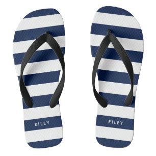 Personalised Name Editable Colour and White Stripe Thongs