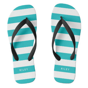 Personalised Name Editable Colour and White Stripe Thongs