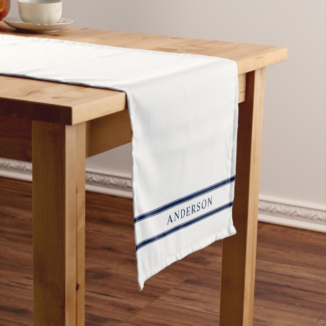 Personalised Name Editable Colour Double Stripes Long Table Runner (In Situ)