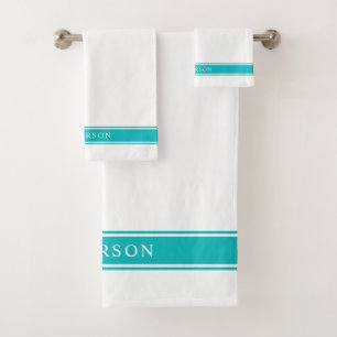 Personalised Name Editable Colour Stripes Bath Towel Set