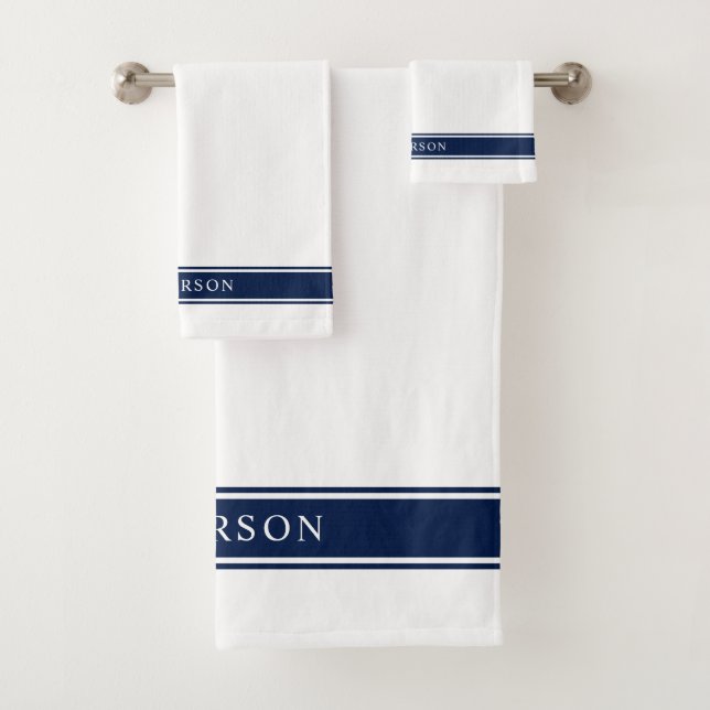 Personalised Name Editable Colour Stripes Bath Towel Set (Insitu)