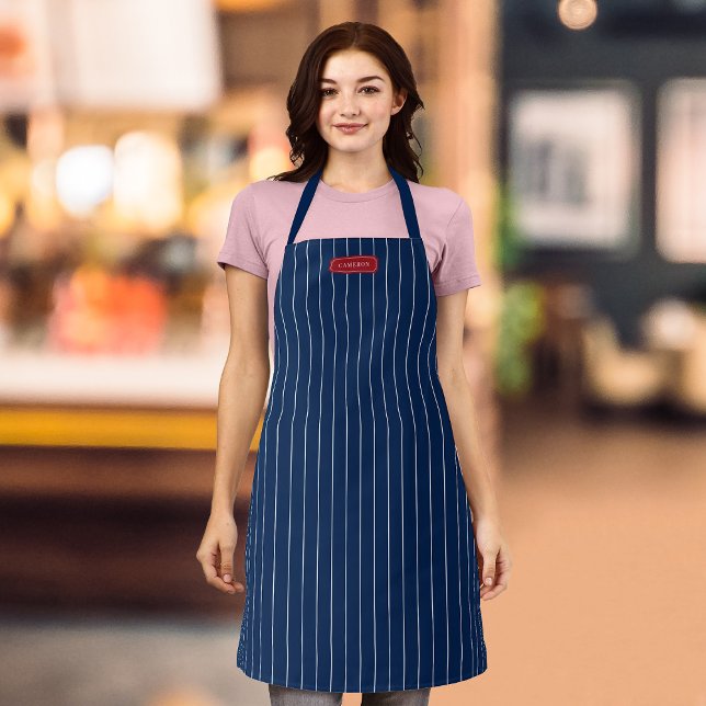Personalised Name Editable Colours Classic Stripes Apron (Creator Uploaded)