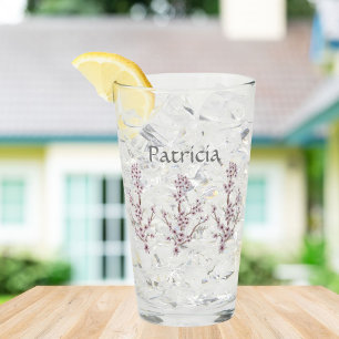 Personalised Name Elegant Cherry Blossoms Pink Glass