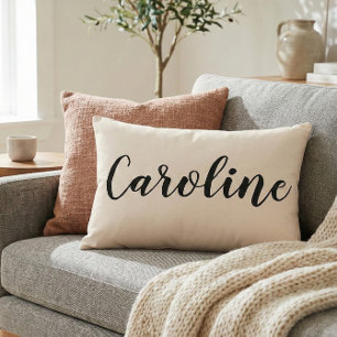 Personalised Name Elegant Cream Minimalist Script Decorative Cushion
