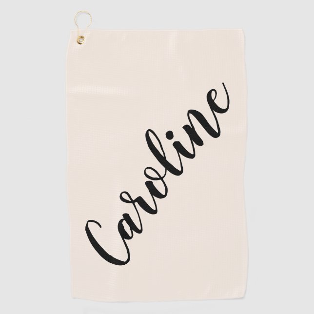 Personalised Name Elegant Cream Minimalist Script Golf Towel (Front)
