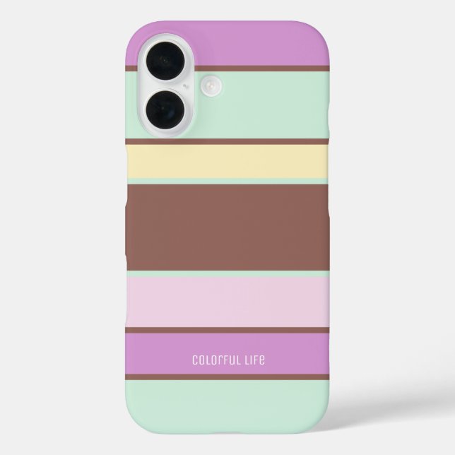Personalised Name Elegant Modern Pastel Stripes Case-Mate iPhone Case (Back)