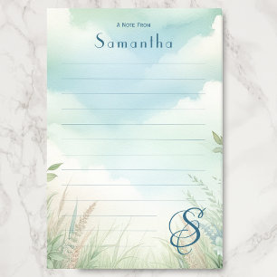 Personalised Name Elegant Monogram Lined Post-it Notes