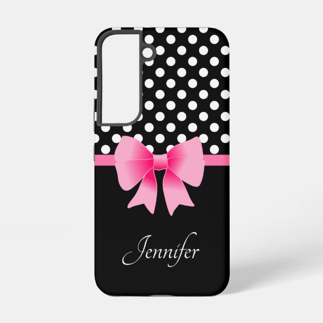 Personalised Name Elegant Pink Bow  Samsung Galaxy S22 Case (Back)