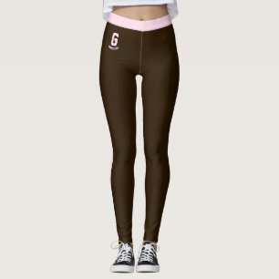 Personalised Name Elegant Women Brown Pink Stripes Leggings