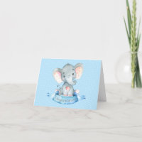 Personalised Name Elephant Baby Boy Blue and Grey