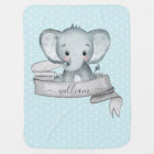 Personalised Name Elephant Baby Boy Blue