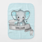 Personalised Name Elephant Baby Boy Blue & Grey