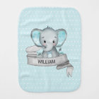 Personalised Name Elephant Baby Boy Blue & Grey