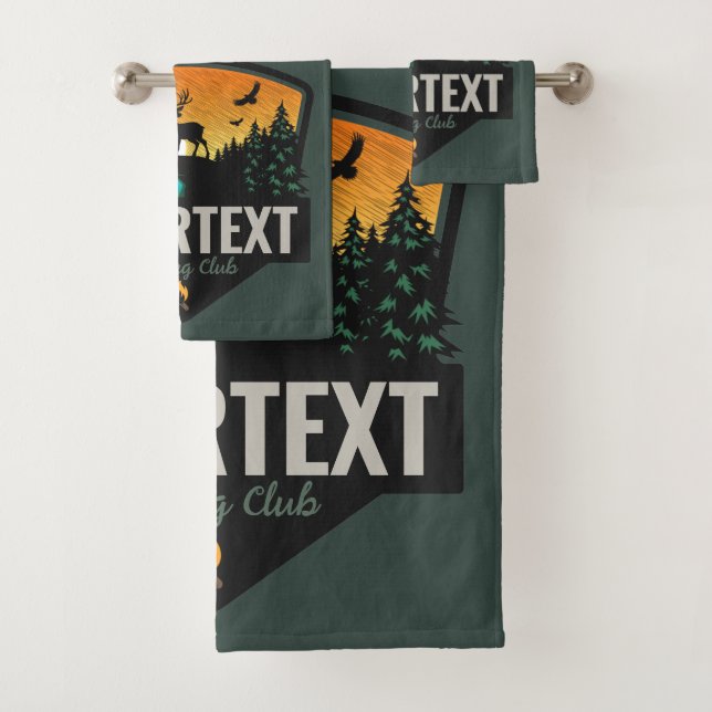 Personalised NAME Elk Hunting Wilderness Sunset Bath Towel Set (Insitu)