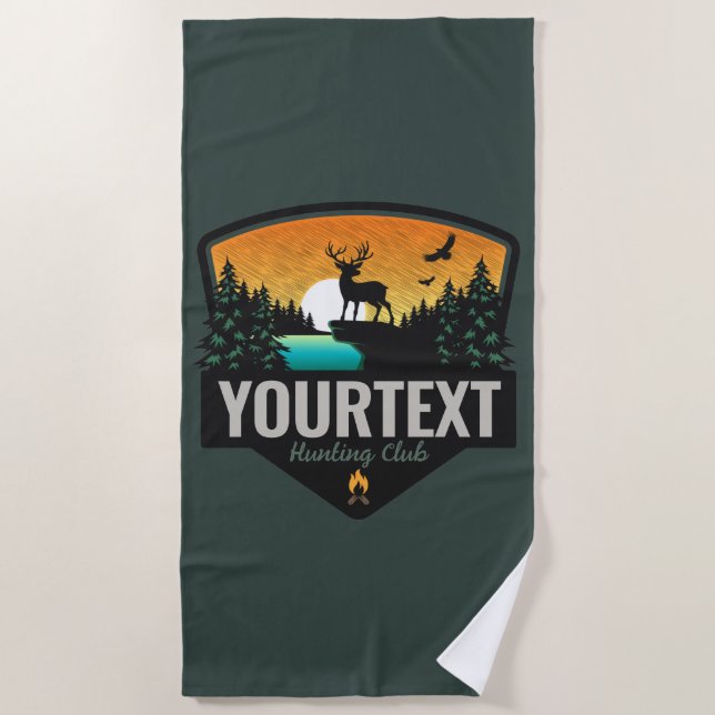 Personalised NAME Elk Hunting Wilderness Sunset Beach Towel (Front)
