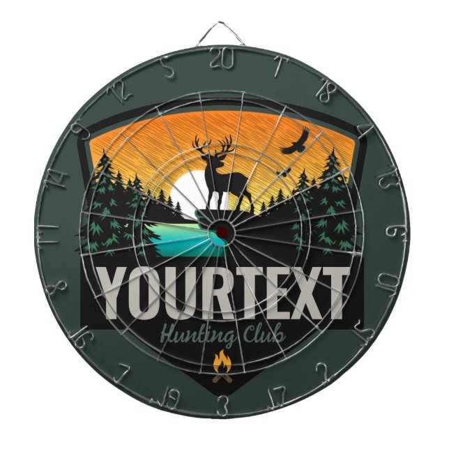 Personalised NAME Elk Hunting Wilderness Sunset Dartboard (Front)
