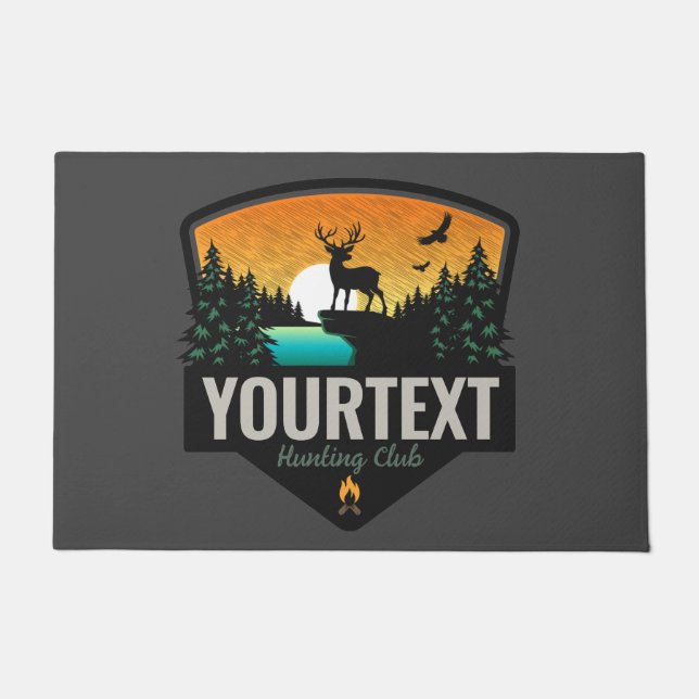 Personalised NAME Elk Hunting Wilderness Sunset Doormat (Front)