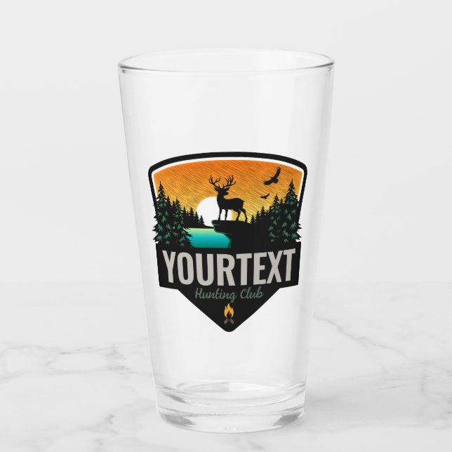 Personalised NAME Elk Hunting Wilderness Sunset Glass (Front)