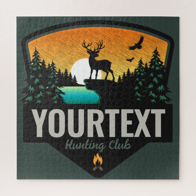 Personalised NAME Elk Hunting Wilderness Sunset Jigsaw Puzzle (Vertical)