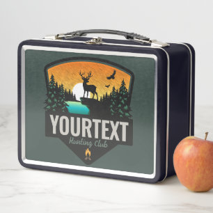 Personalised NAME Elk Hunting Wilderness Sunset Metal Lunch Box