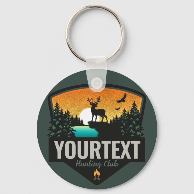 Personalised NAME Elk Hunting Wilderness Sunset Th Key Ring (Front)