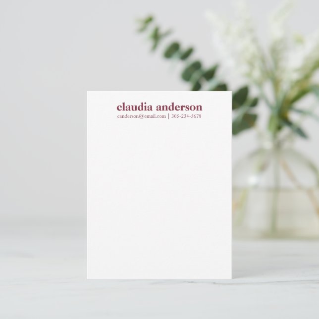 Personalised Name Email Phone Professional Red Card (Standing Front)