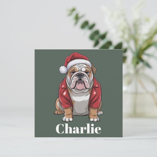 Personalised Name English Bulldog Dog Christmas  Holiday Card (Standing Front)