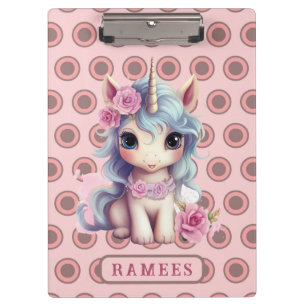 Personalised Name Fairy Baby Unicorn Sparkling Clipboard