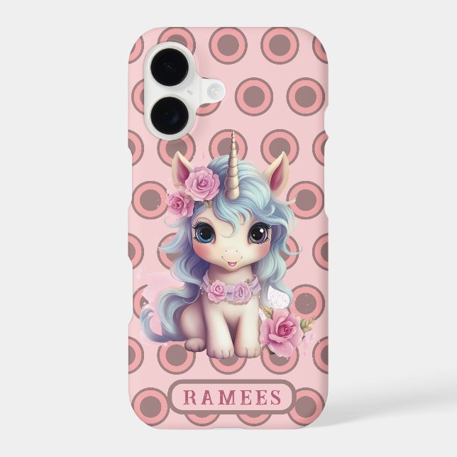 Personalised Name Fairy Baby Unicorn Sparkling iPhone Case (Back)