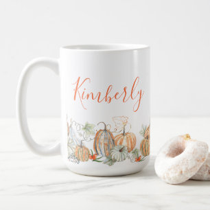 Personalised Name Fall Pumpkins Coffee Mug