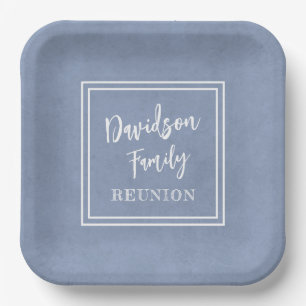 Personalised Name Family Event Dusty Blue Paper Plate