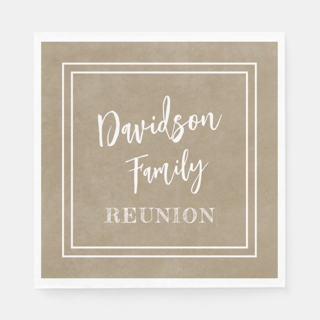 Personalised Name Family Event Tan Parchment Paper Napkin (Front)