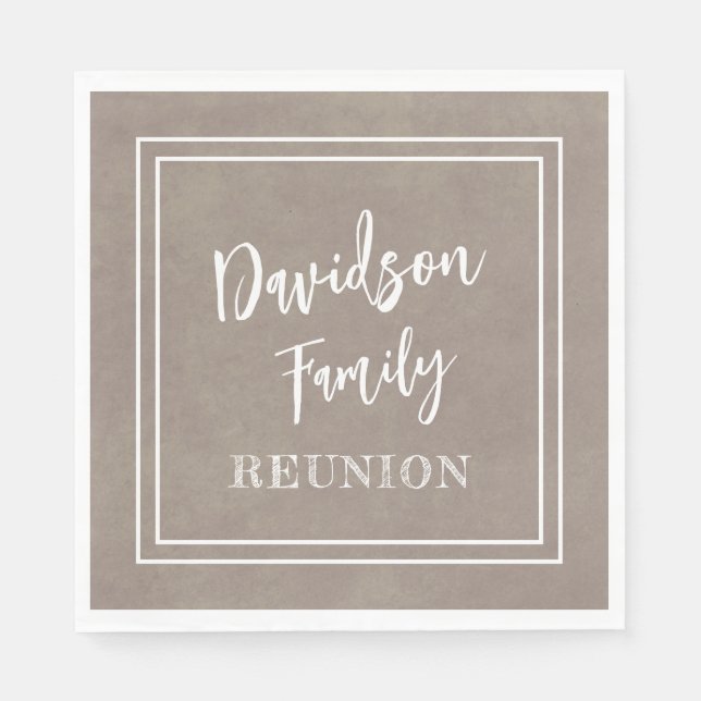 Personalised Name Family Event Taupe Paper Napkin (Front)