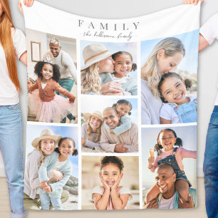 Personalised Name Family Photo Collage Fleece Blanket