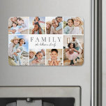 Personalised Name Family Photo Collage Magnet<br><div class="desc">This simple and elegant large magnet is a beautiful way to showcase cherished memories. The design features space for eight photos, arranged in a border around the edges, while keeping the focus on the meaningful text in the centre. At the centre, "Family" is displayed in a classic serif font, with...</div>