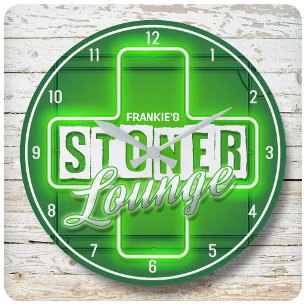 Personalised NAME Faux Neon Stoner Lounge Bar Large Clock