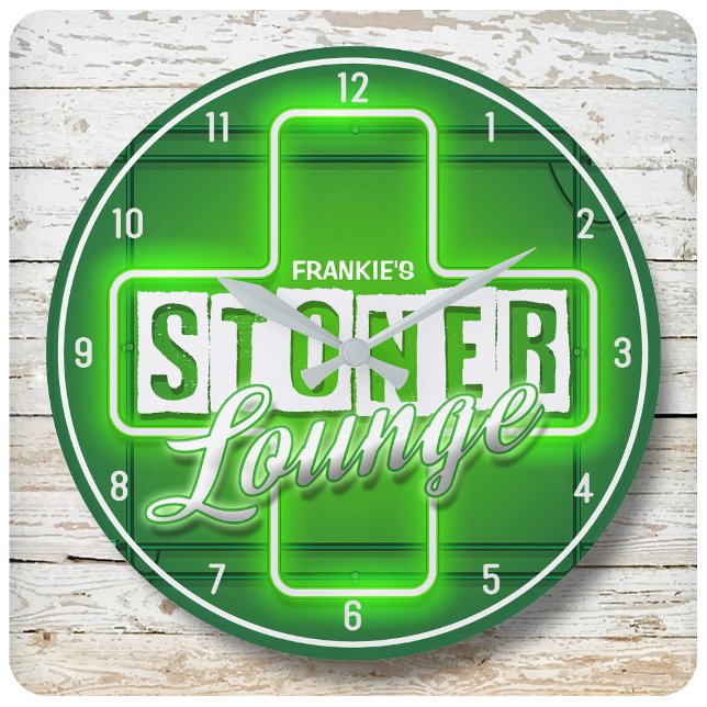 Personalised NAME Faux Neon Stoner Lounge Bar Large Clock (Creator Uploaded)