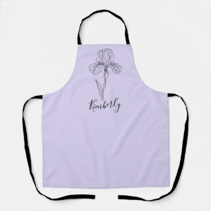 Personalised name February iris Birth Flower Apron