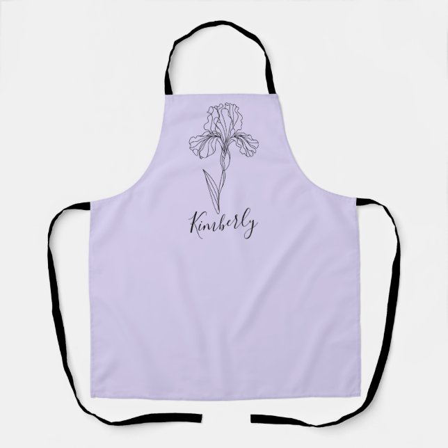Personalised name February iris Birth Flower Apron (Front)