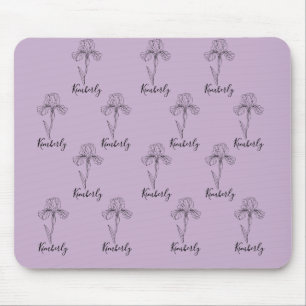 Personalised name February iris Birth Flower Mouse Pad