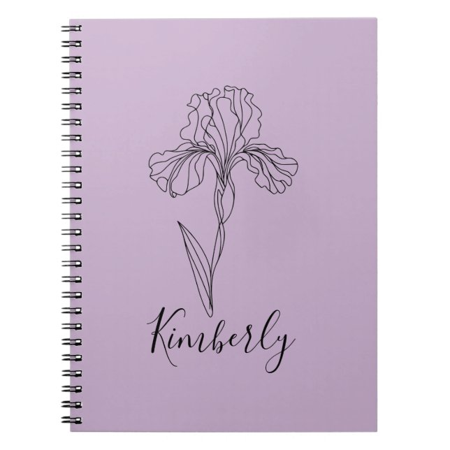Personalised name February iris Birth Flower Notebook (Front)