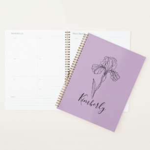 Personalised name February iris Birth Flower Planner