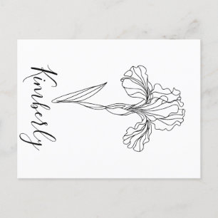 Personalised name February iris Birth Flower Postcard