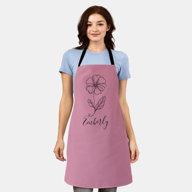 Personalised name February primrose Birth Flower  Apron (Worn)