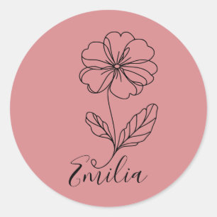 Personalised name February primrose Birth Flower Classic Round Sticker