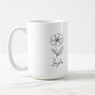 Personalised name February primrose Birth Flower Coffee Mug