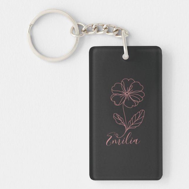 Personalised name February primrose Birth Flower Key Ring (Front)