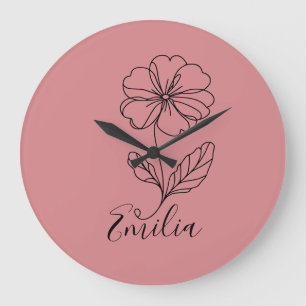 Personalised name February primrose Birth Flower Large Clock