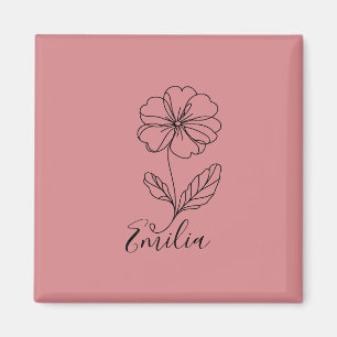 Personalised name February primrose Birth Flower Magnet