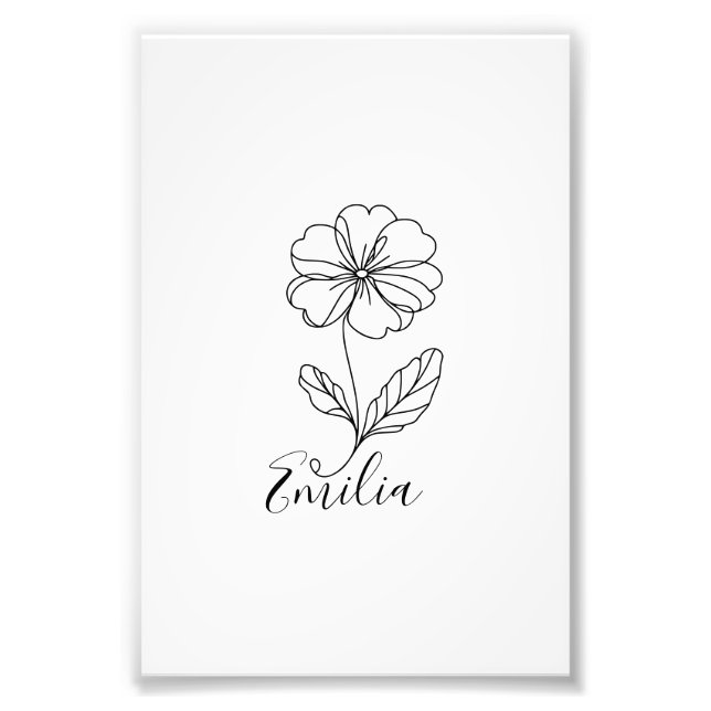 Personalised name February primrose Birth Flower Photo Print (Front)